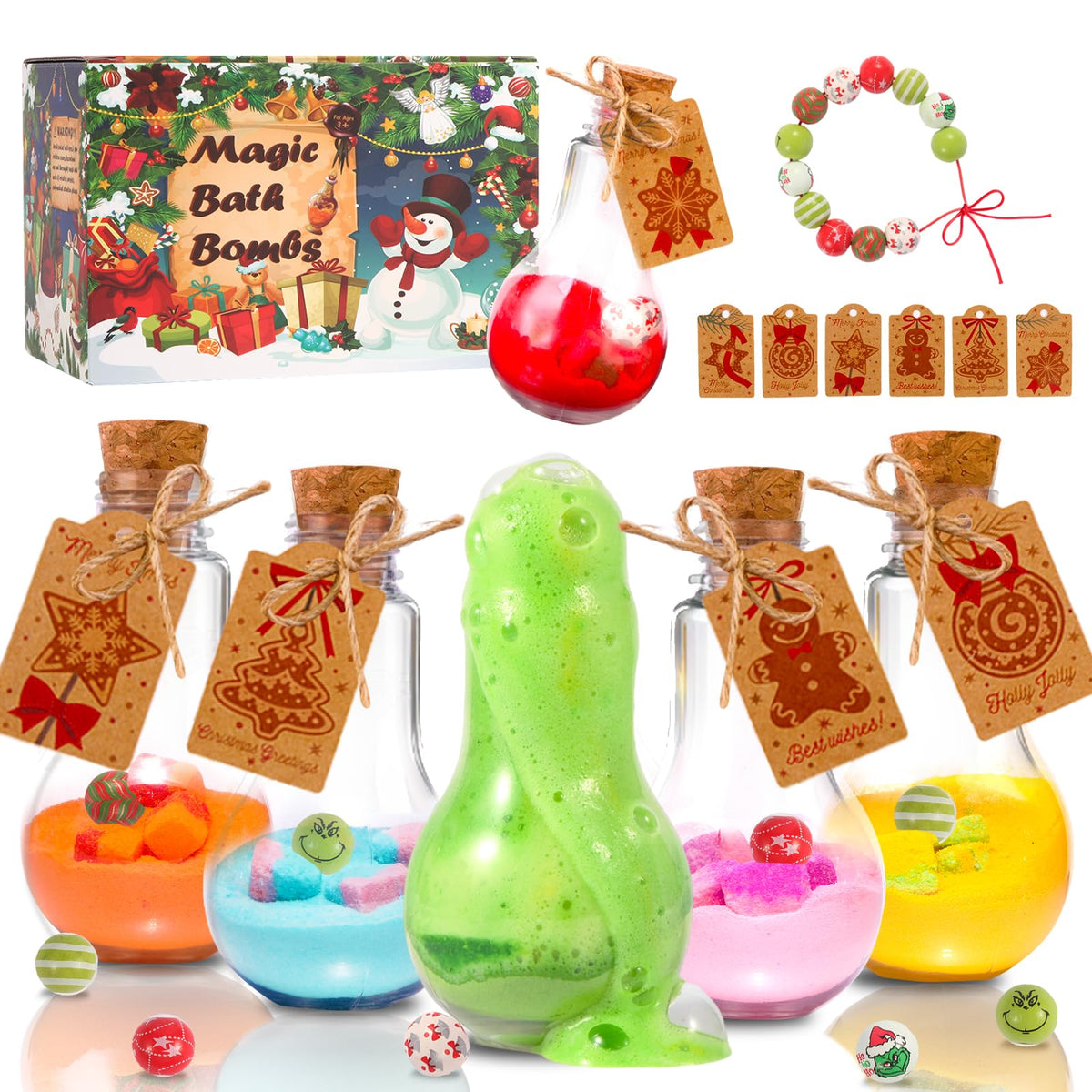 Y-FABKKI Magic Potion Bath Bombs 6-pack color-changing fizz for playful bath time.