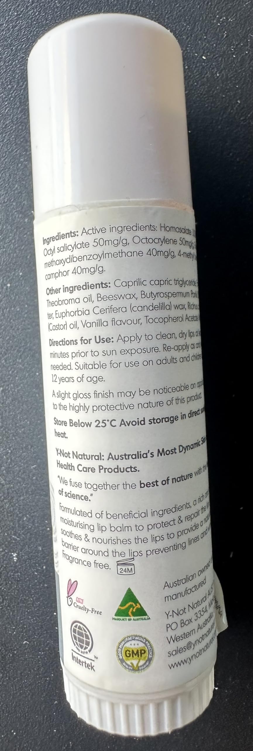 Y Not Natural Emu Oil Lip Balm with omega fatty acids nourishes supple lips.