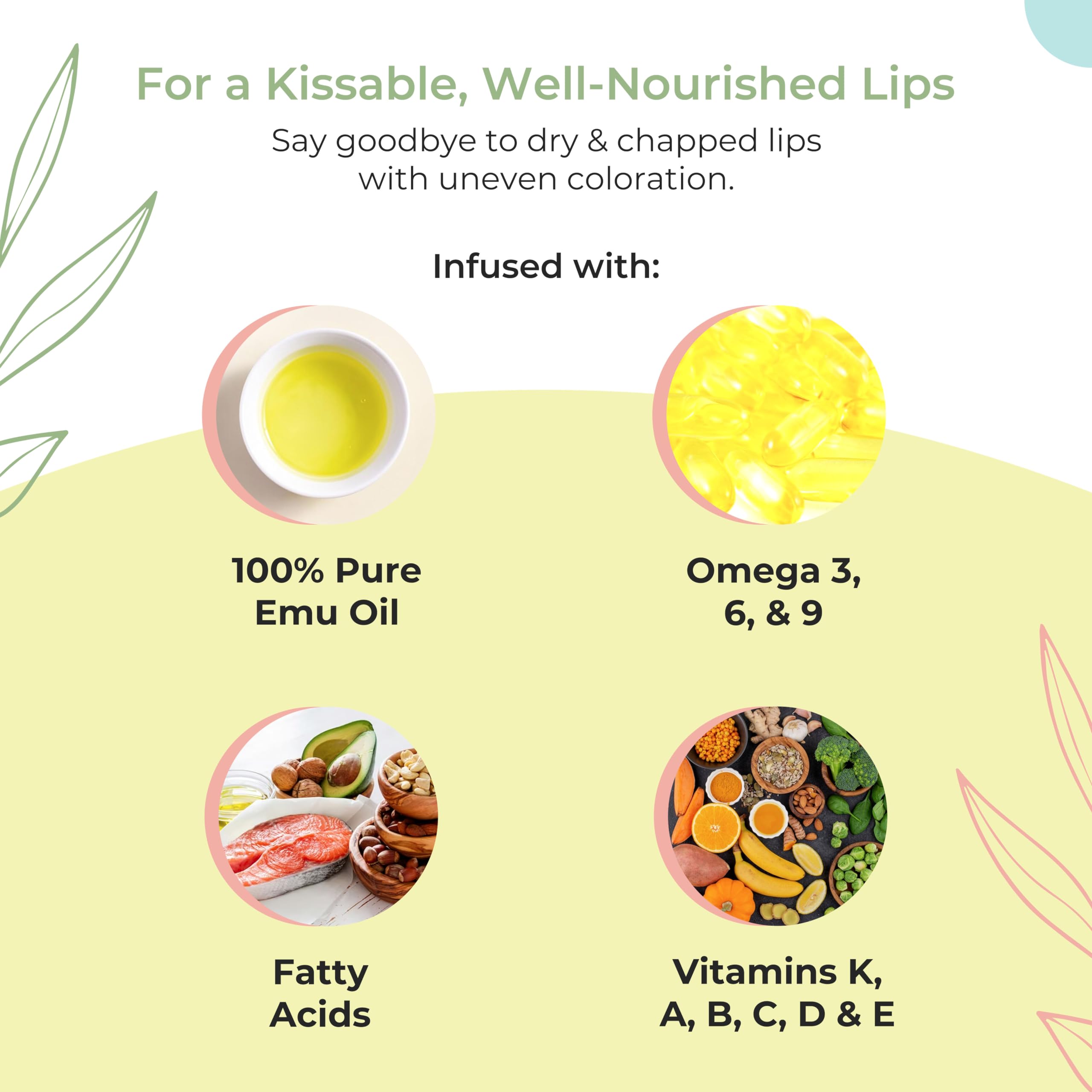 Y Not Natural Emu Oil Lip Balm SPF50+ label emphasizes long-lasting lip protection.
