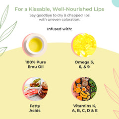 Y Not Natural Emu Oil Lip Balm SPF50+ label emphasizes long-lasting lip protection.