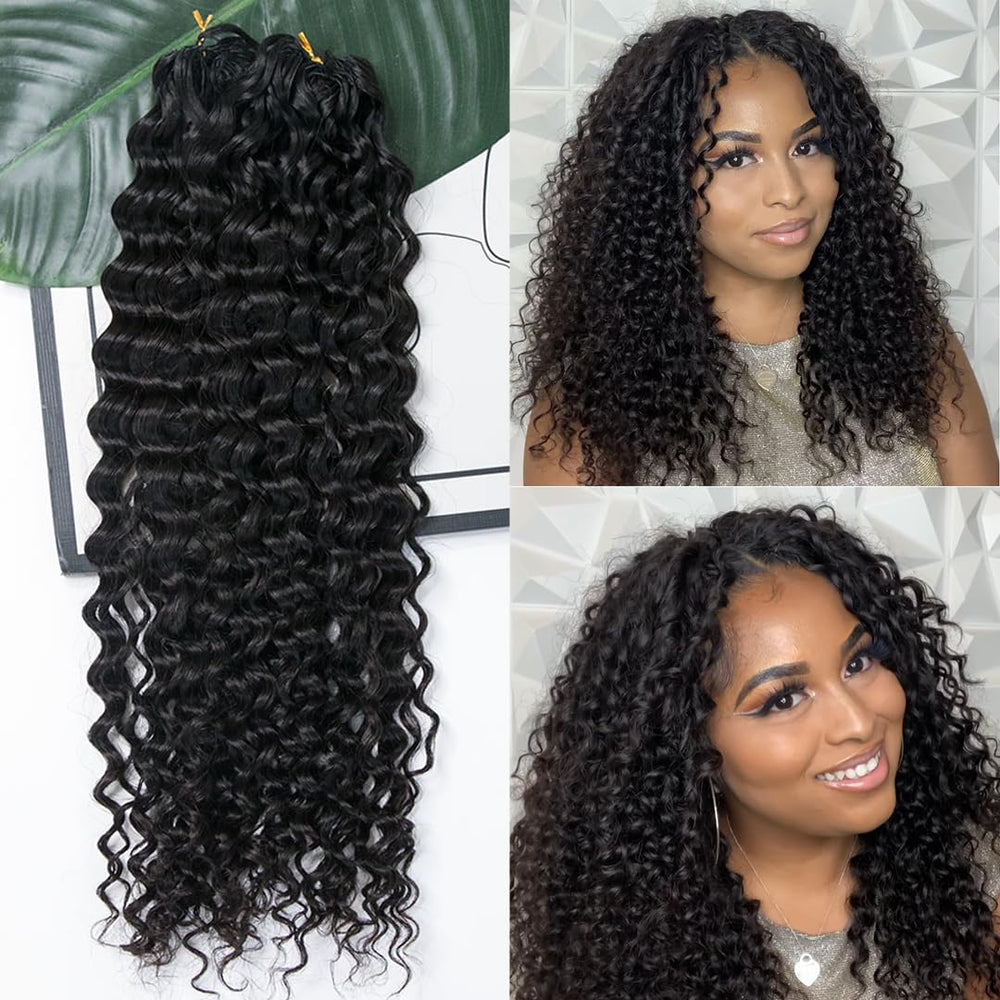 YWIGS pre-separated water wave crochet hair 18in extensions close-up showing natural, tangle-free texture.