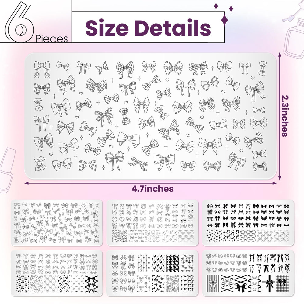 Y1tvei Bowknot plate pattern 3 delivers bold bow accents for stylish nails.