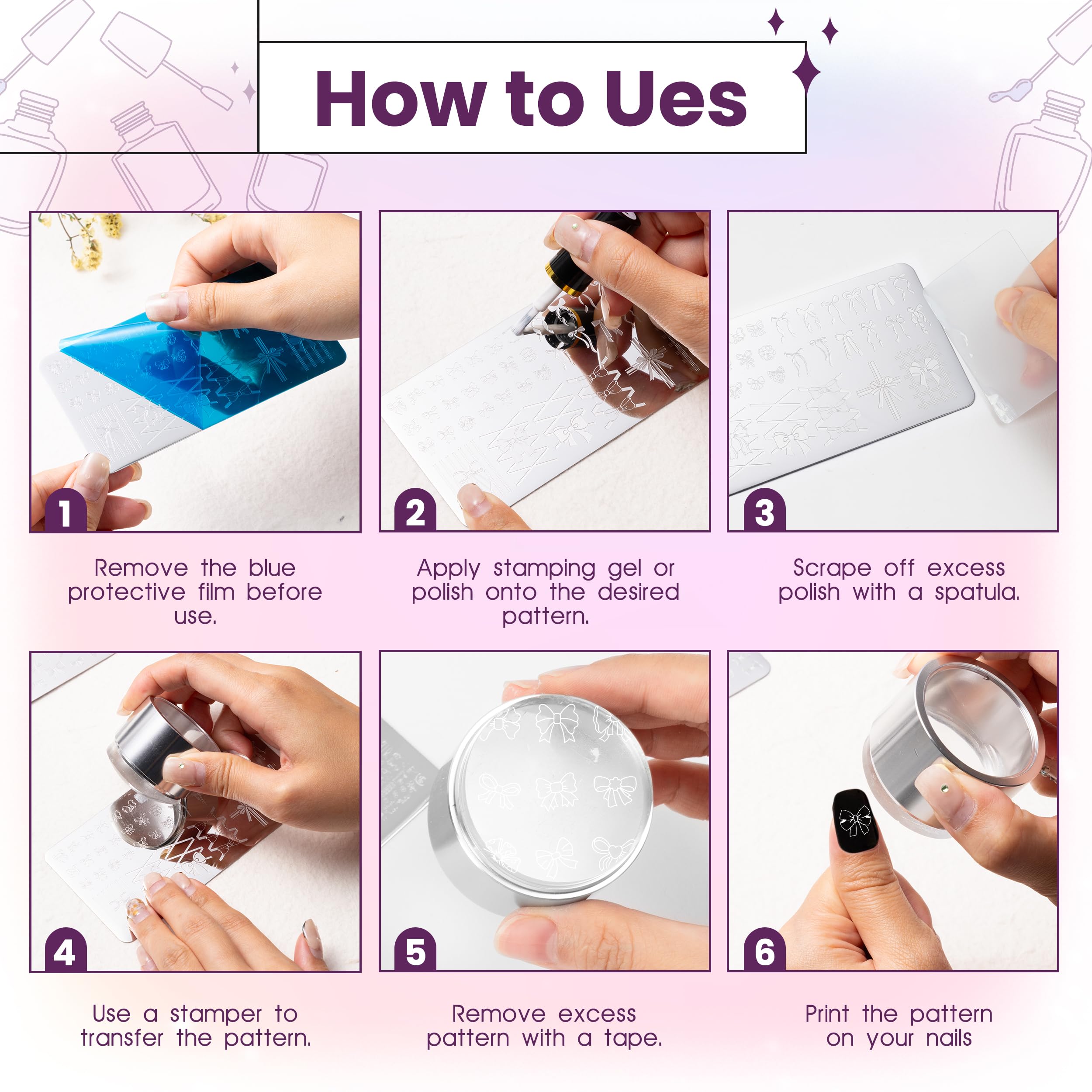 Y1tvei Bowknot plate pattern 4 creates delicate detailing for refined nails.