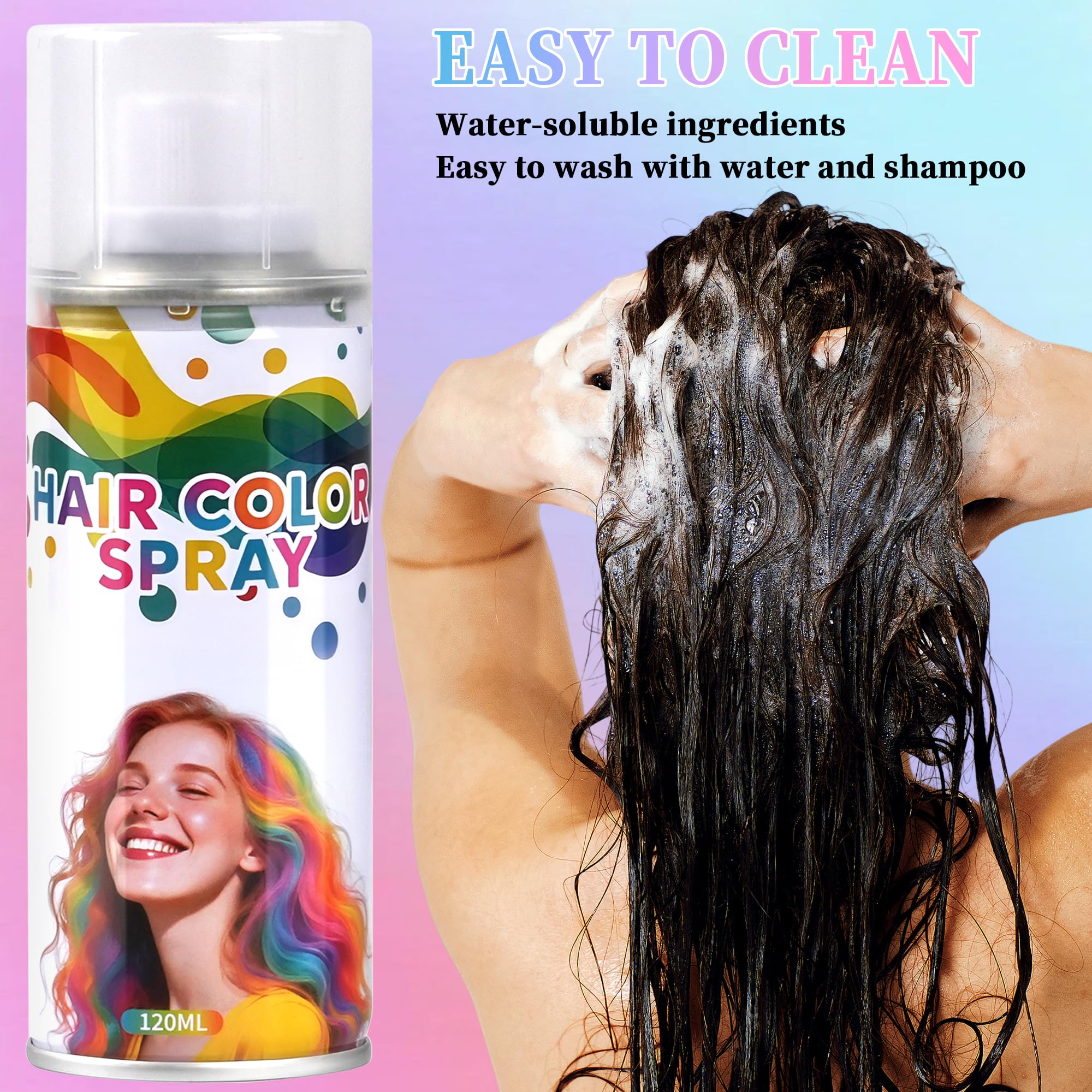 Yabacado gray hair spray uv glow demonstrates UV light-visible color effect.