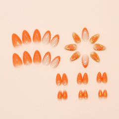 Yabonica orange press-on kit includes file and jelly glue stickers.