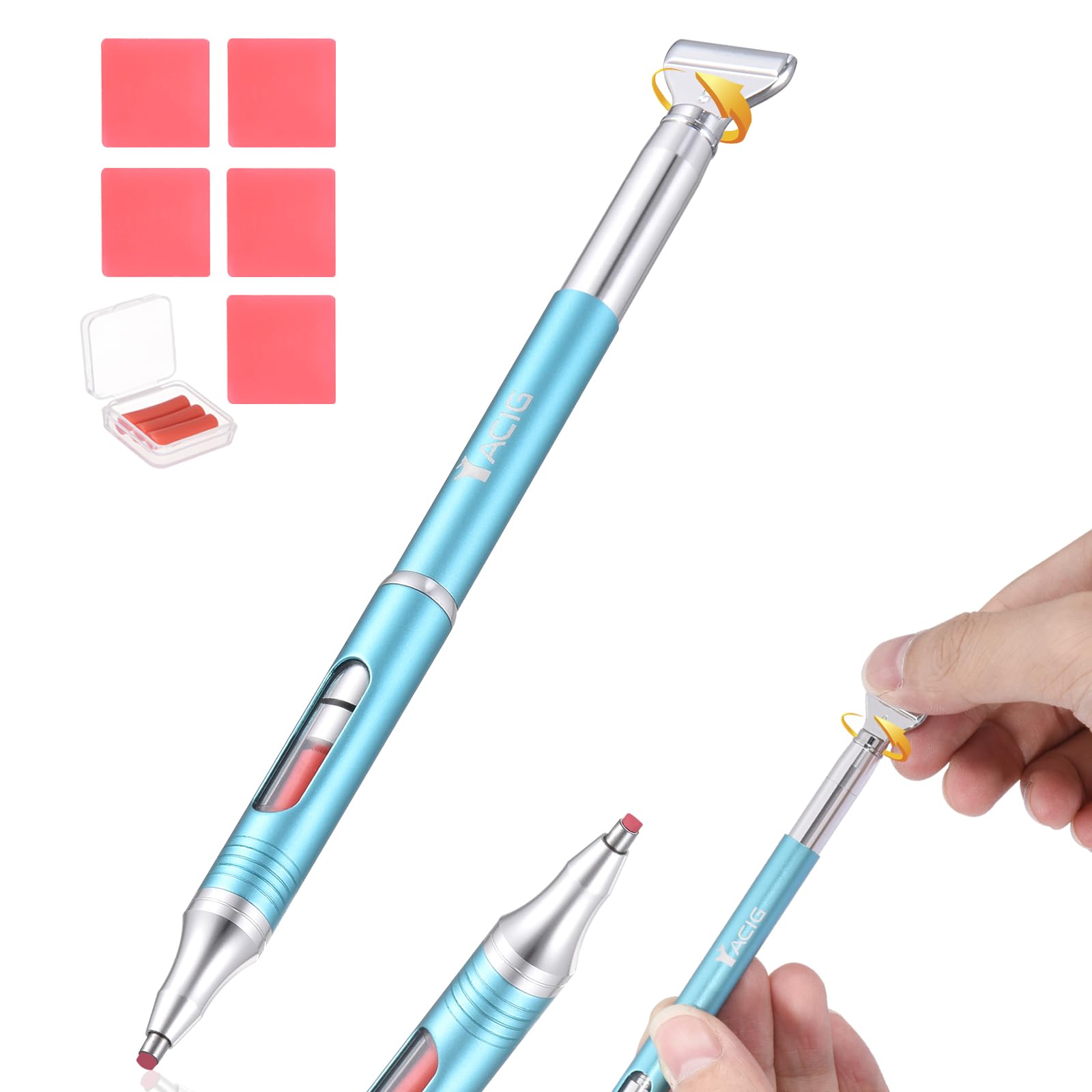 Yacig diamond art pen blue body, smooth metal grip for precise painting.