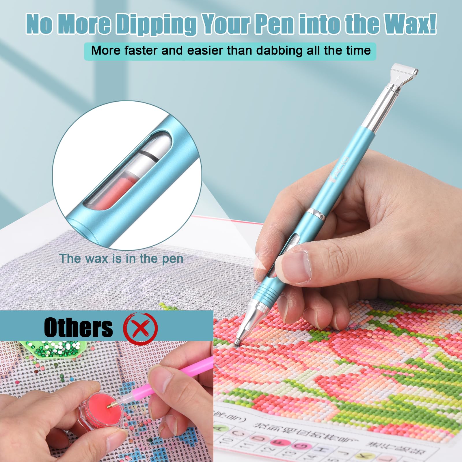 Yacig wax-refill assembly, simple tip screw-out for quick wax swap.