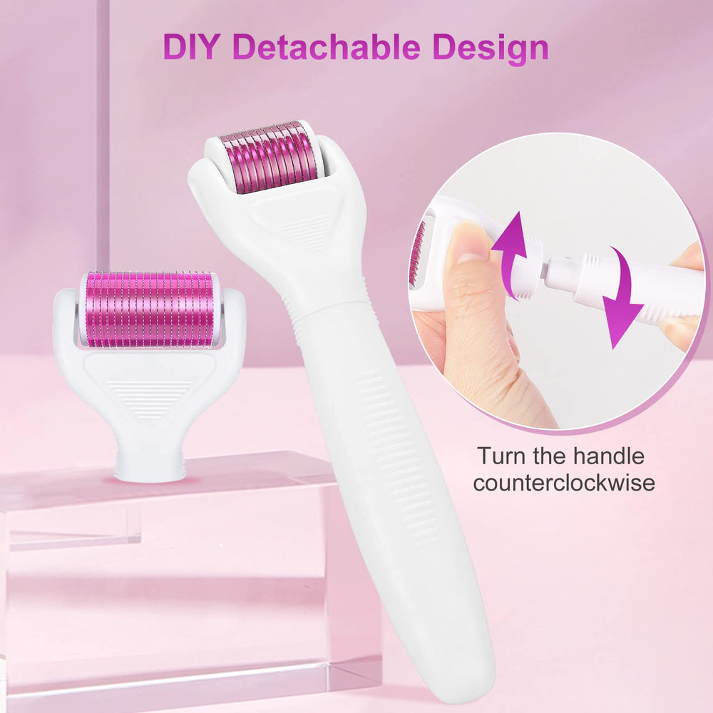 YaFex Derma Roller replaceable-heads display highlights five customizable heads