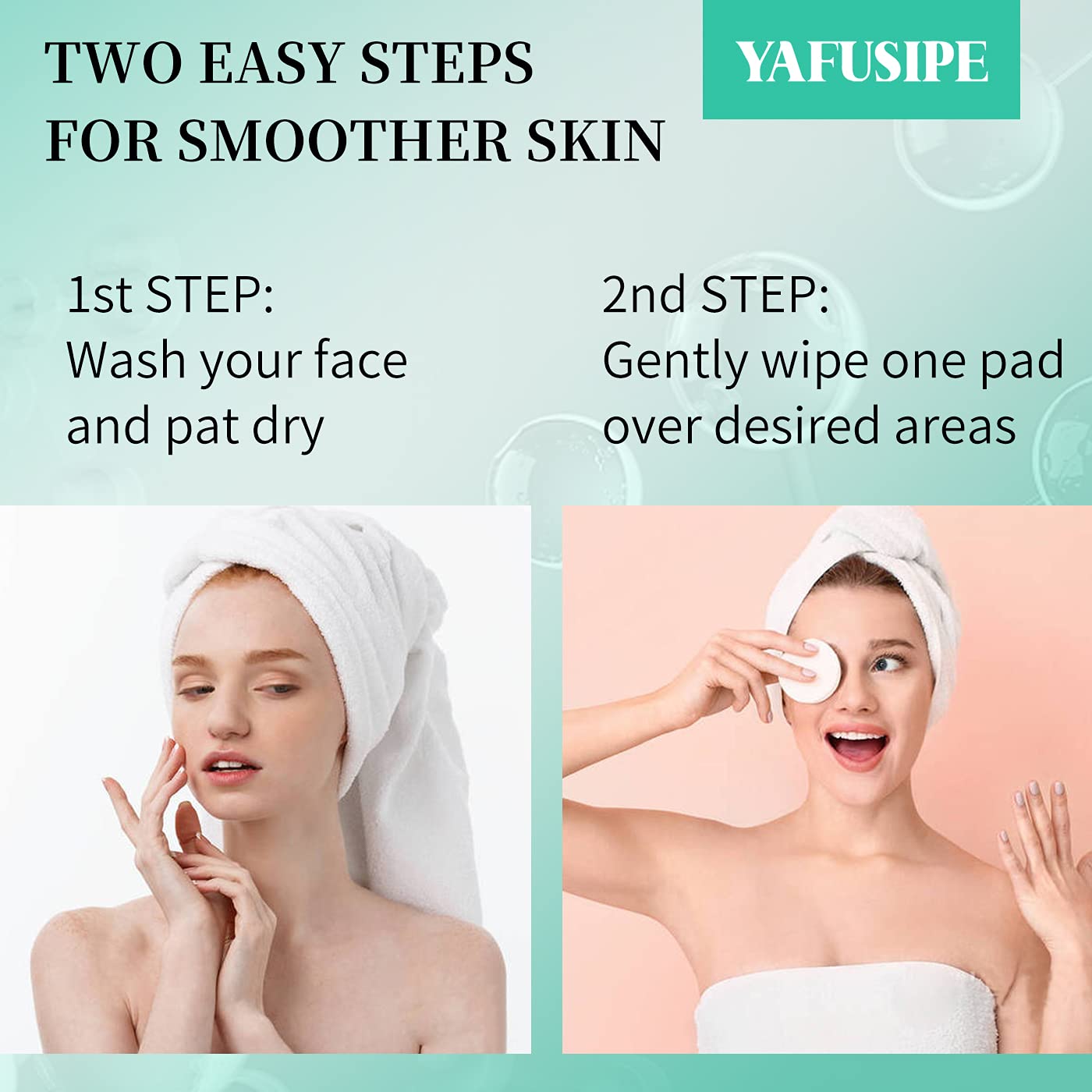 YAFUSIPE glycolic pads being applied to the face in a routine