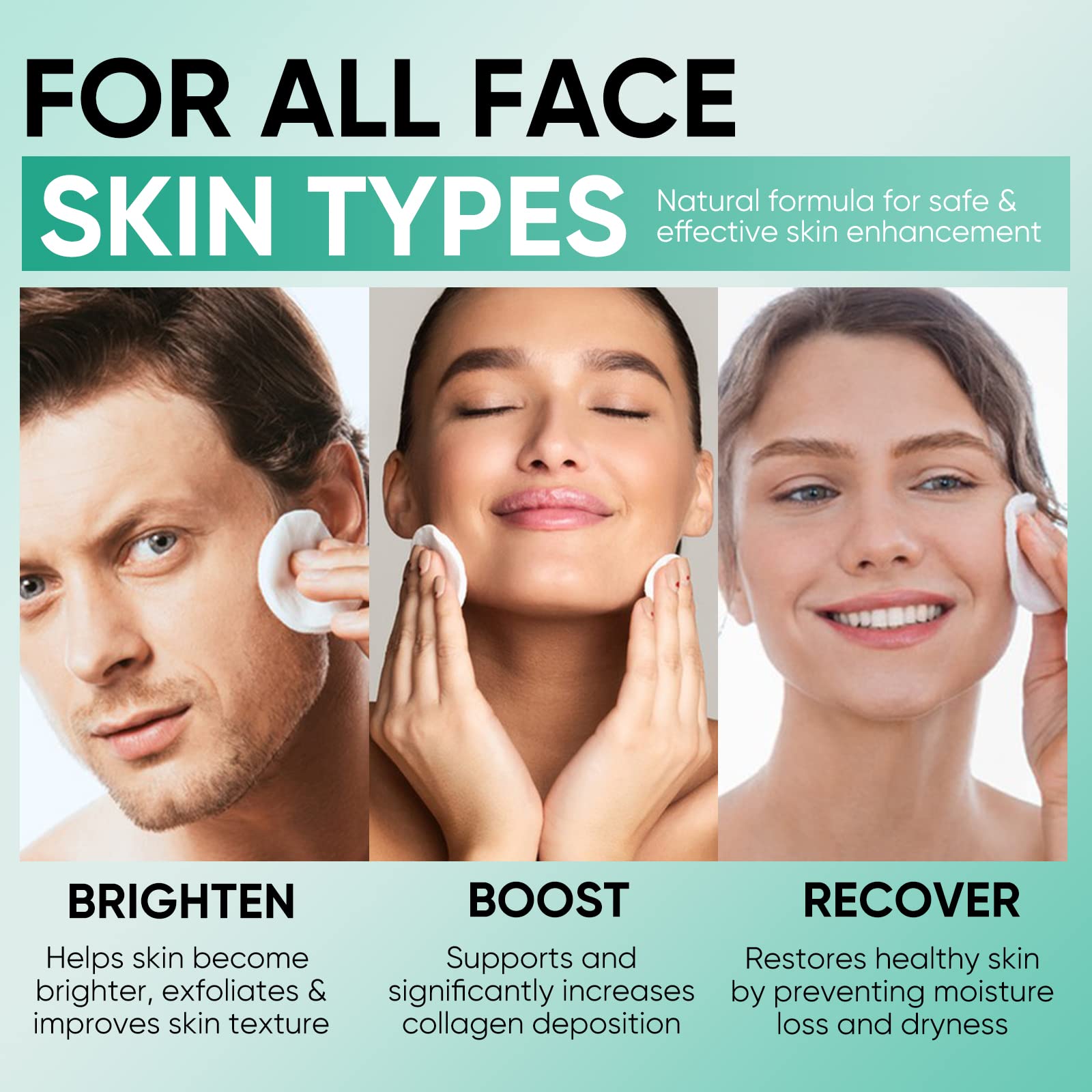 YAFUSIPE glycolic acid toner pads close-up label showing ingredients and benefits