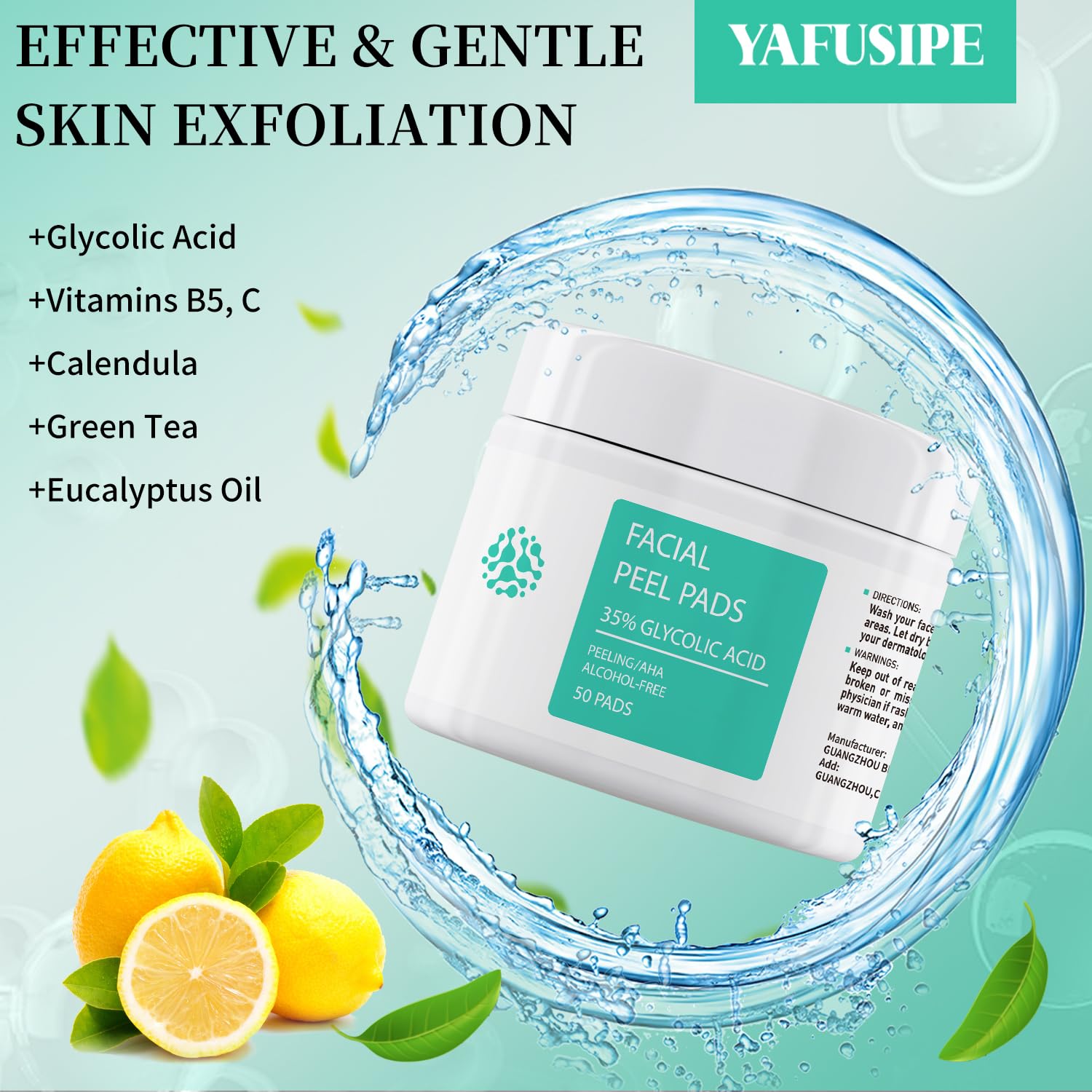 YAFUSIPE glycolic pads with menthol provide a cooling sensation during use