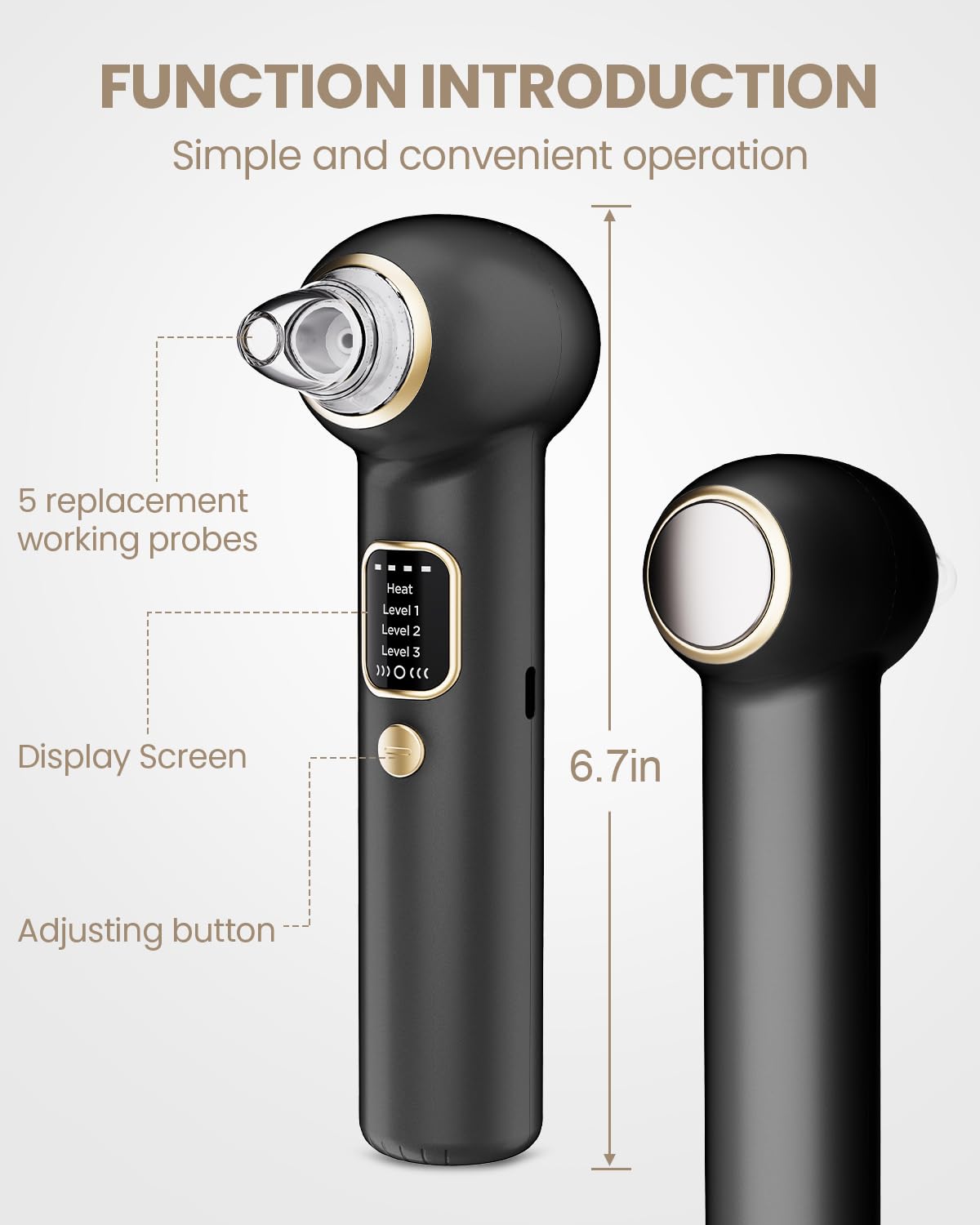 Yagetu pore vacuum ergonomic design features a sleek matte finish and grip.