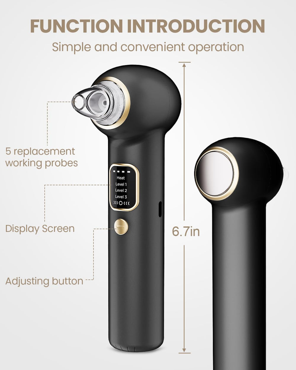 Yagetu pore vacuum ergonomic design features a sleek matte finish and grip.