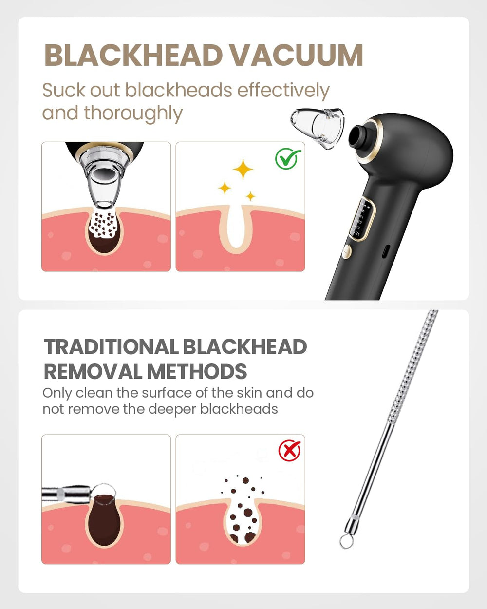 Yagetu pore vacuum USB charging emphasizes readiness for on the go use.