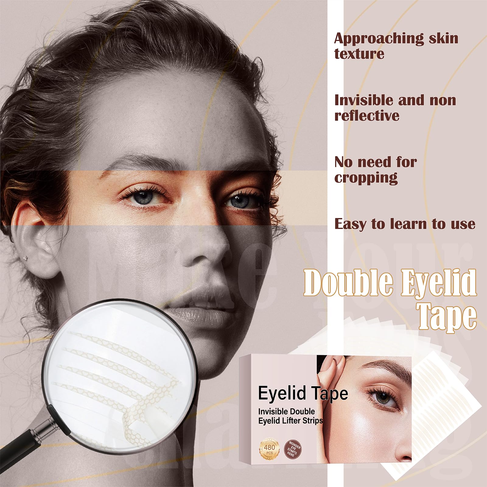 YAGUVI Eyelid Tape daily-use scenario illustrating quick confidence boost.