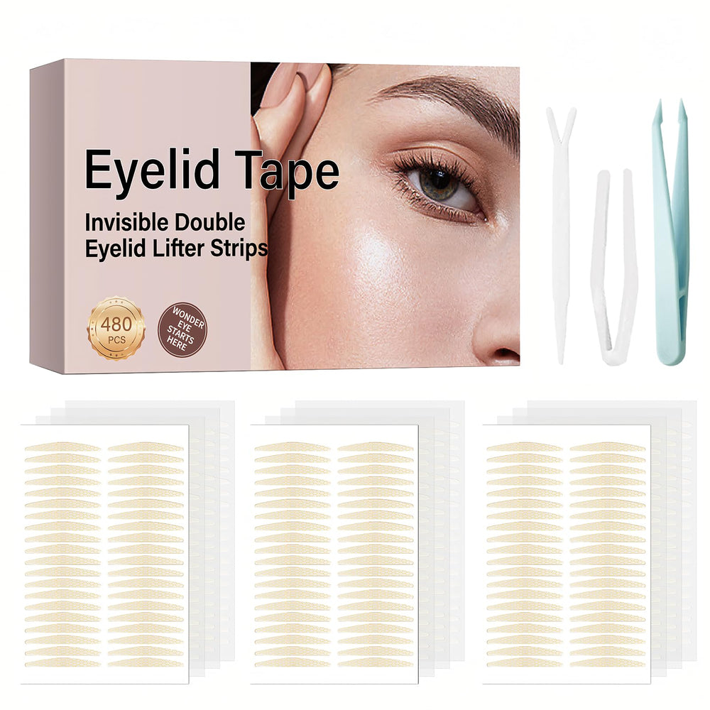 YAGUVI Eyelid Tape packaging close-up showing skin-friendly design and clear instructions.
