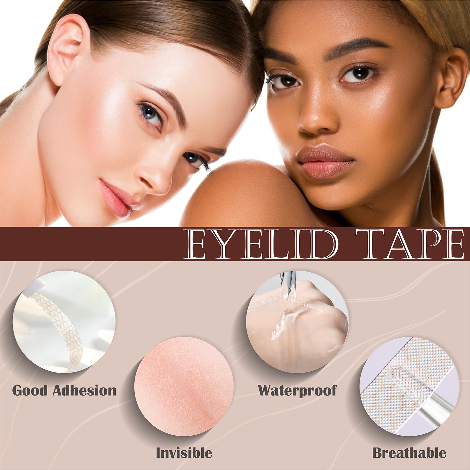 YAGUVI Eyelid Tape strip close-up highlighting slim, invisible design for natural lift.