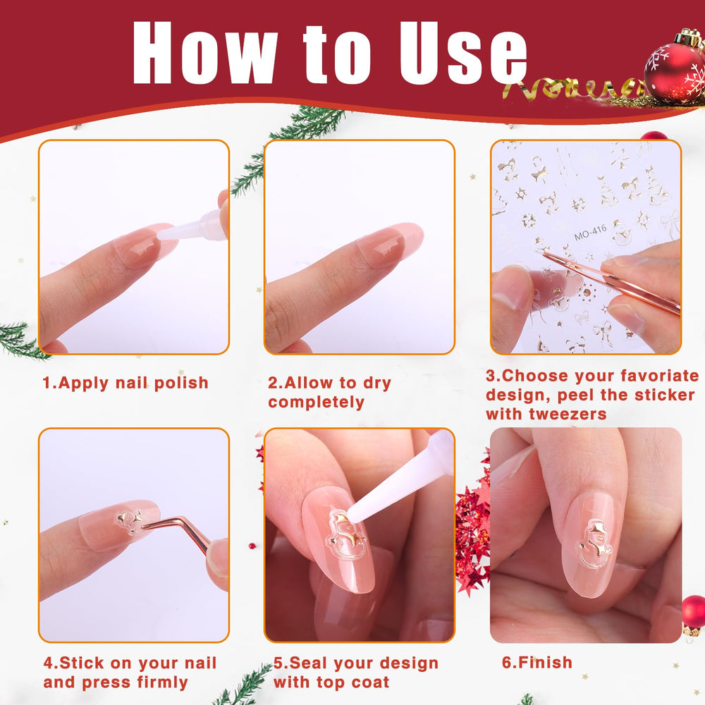 Yakomon 5D nail decals with variety designs for quick festive looks.