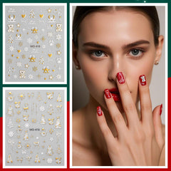 Yakomon embossed nail stickers two-sheets set offering versatile holiday designs.