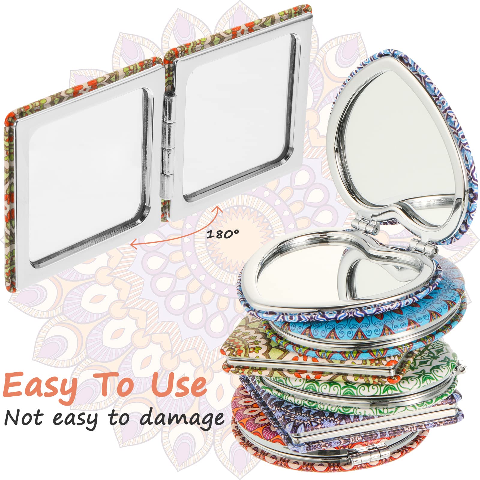 Yalikop mandala dual-sided mirror aids on-the-go makeup checks and grooming.