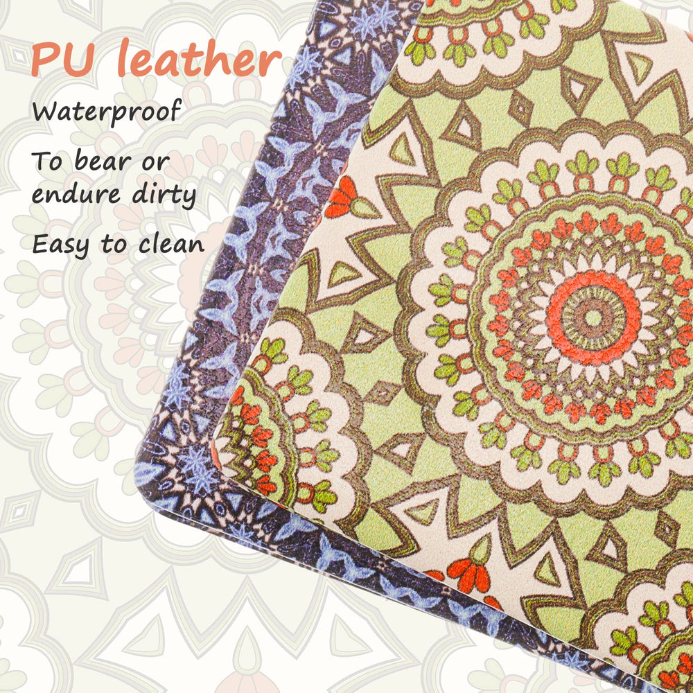 Yalikop mandala pocket mirror with PU leather cover for durable travel use.