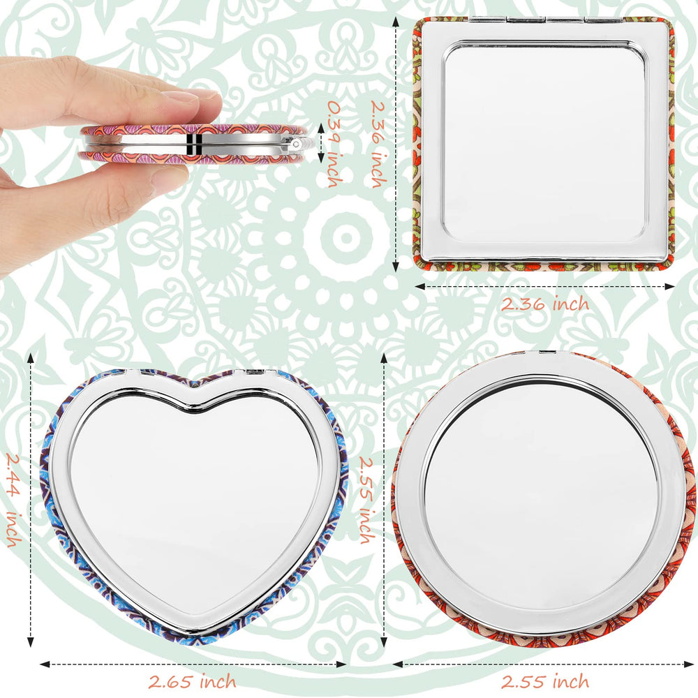 Yalikop mandala round folding pocket mirror with standard view for quick checks.