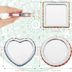 Yalikop mandala round folding pocket mirror with standard view for quick checks.