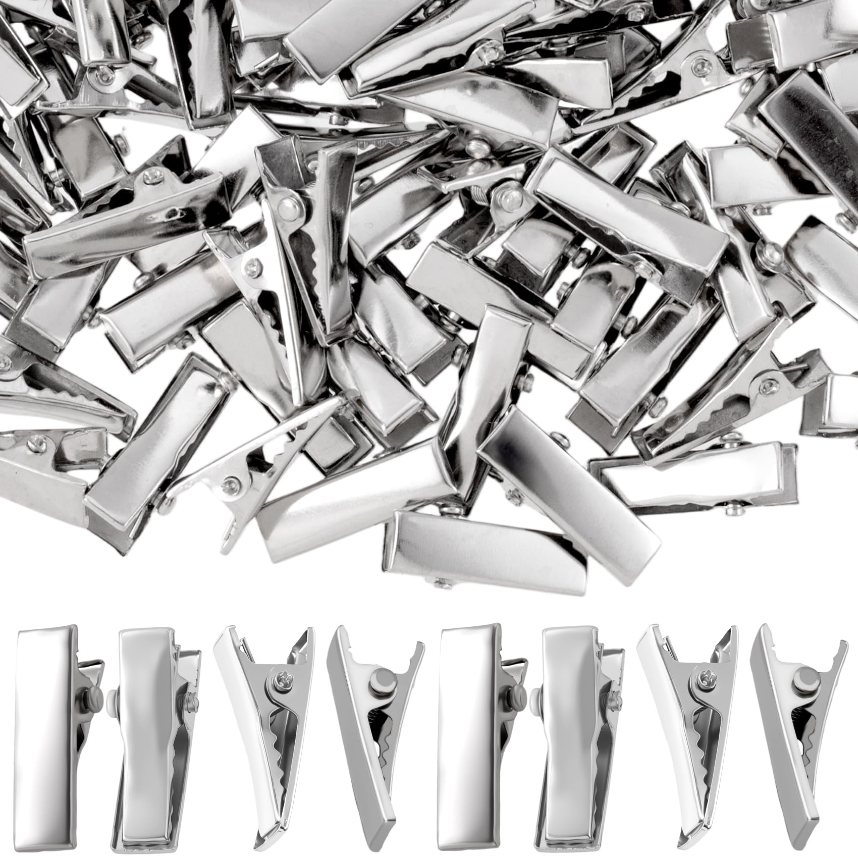 YALOJE metal alligator clip in silver, close-up shows durable finish for styling.