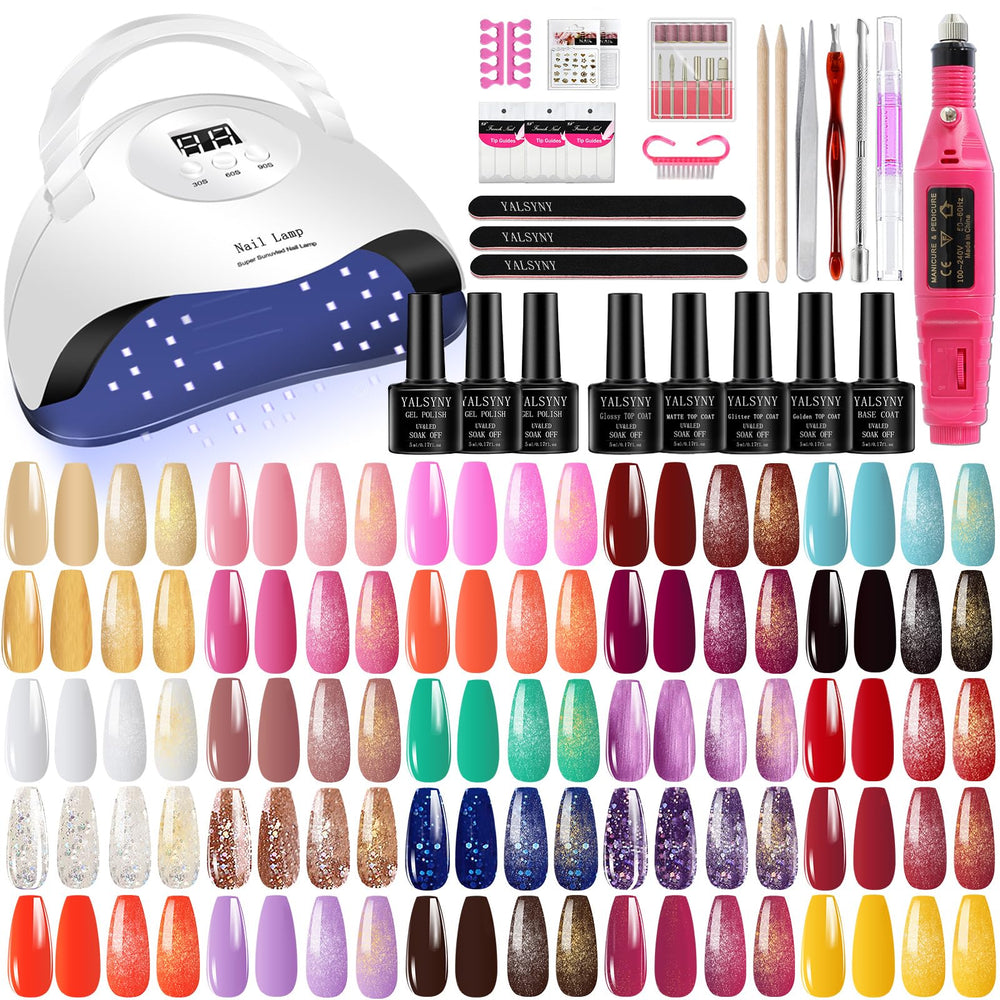 YALSYNY nail-polish-kit with LED lamp and 25 colors for at-home salon-quality nails.