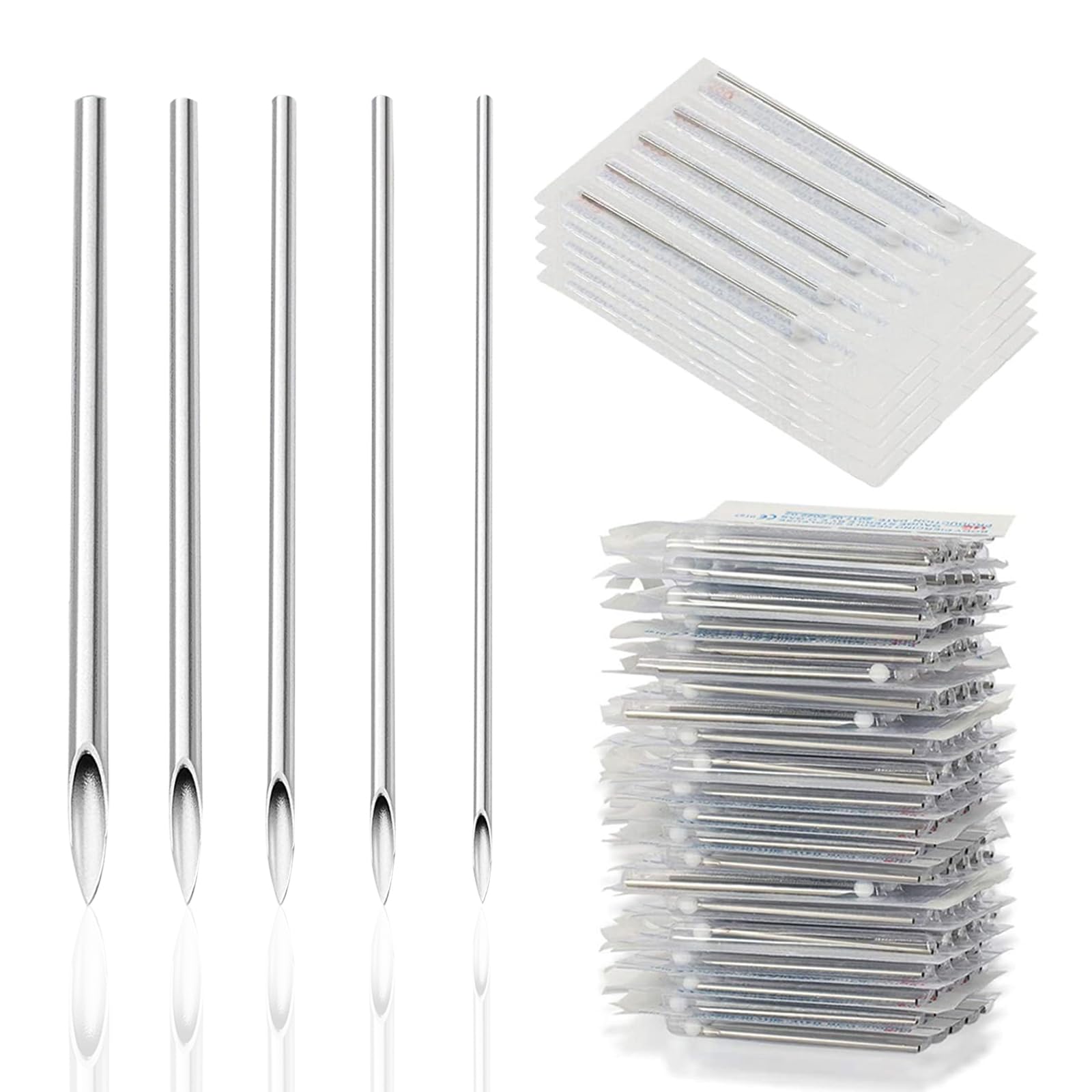 Yangna 50pcs piercing needles kit with mixed gauges 12–20G.