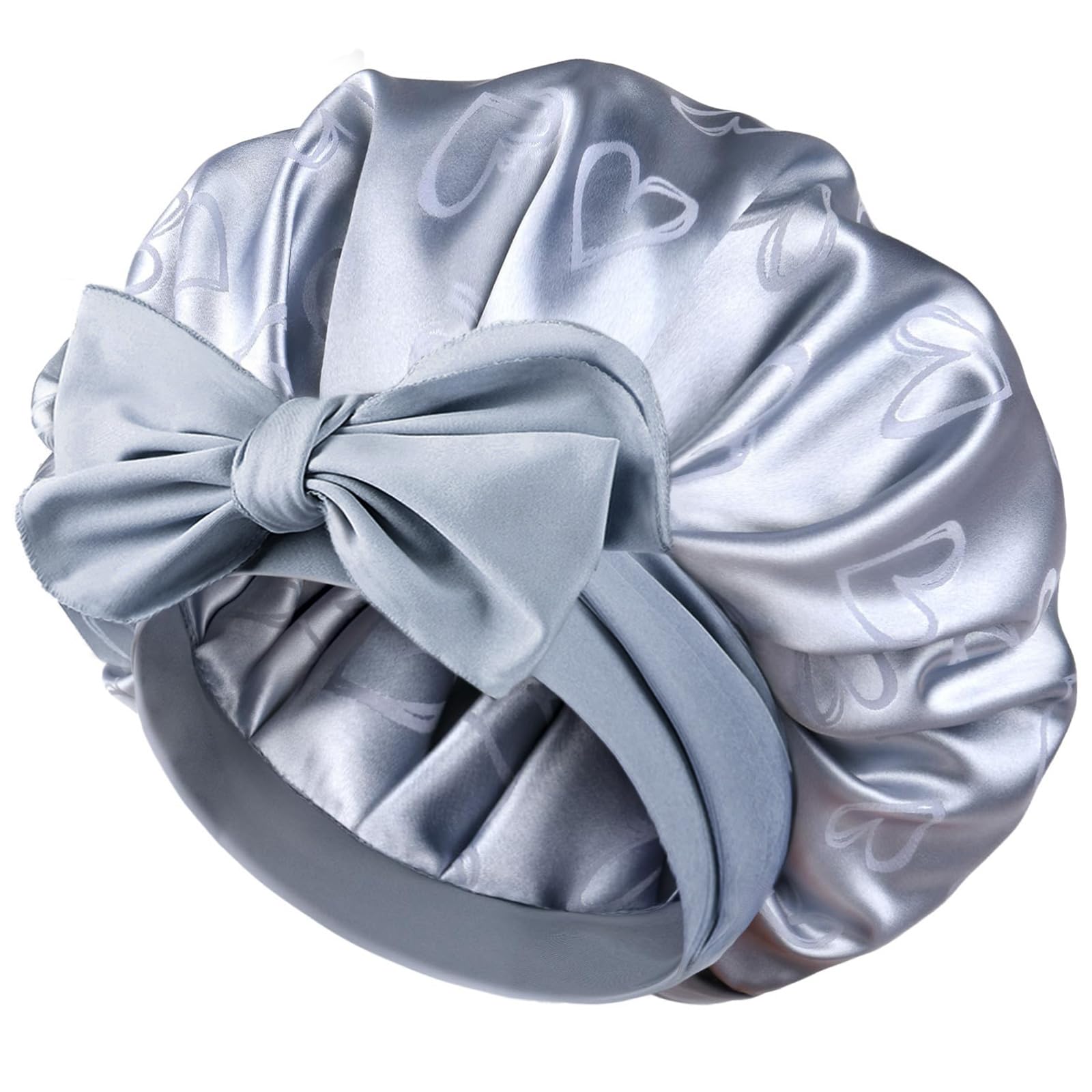 YANIBEST adjustable satin bonnet blue front view promotes gentle moisture protection for curls overnight