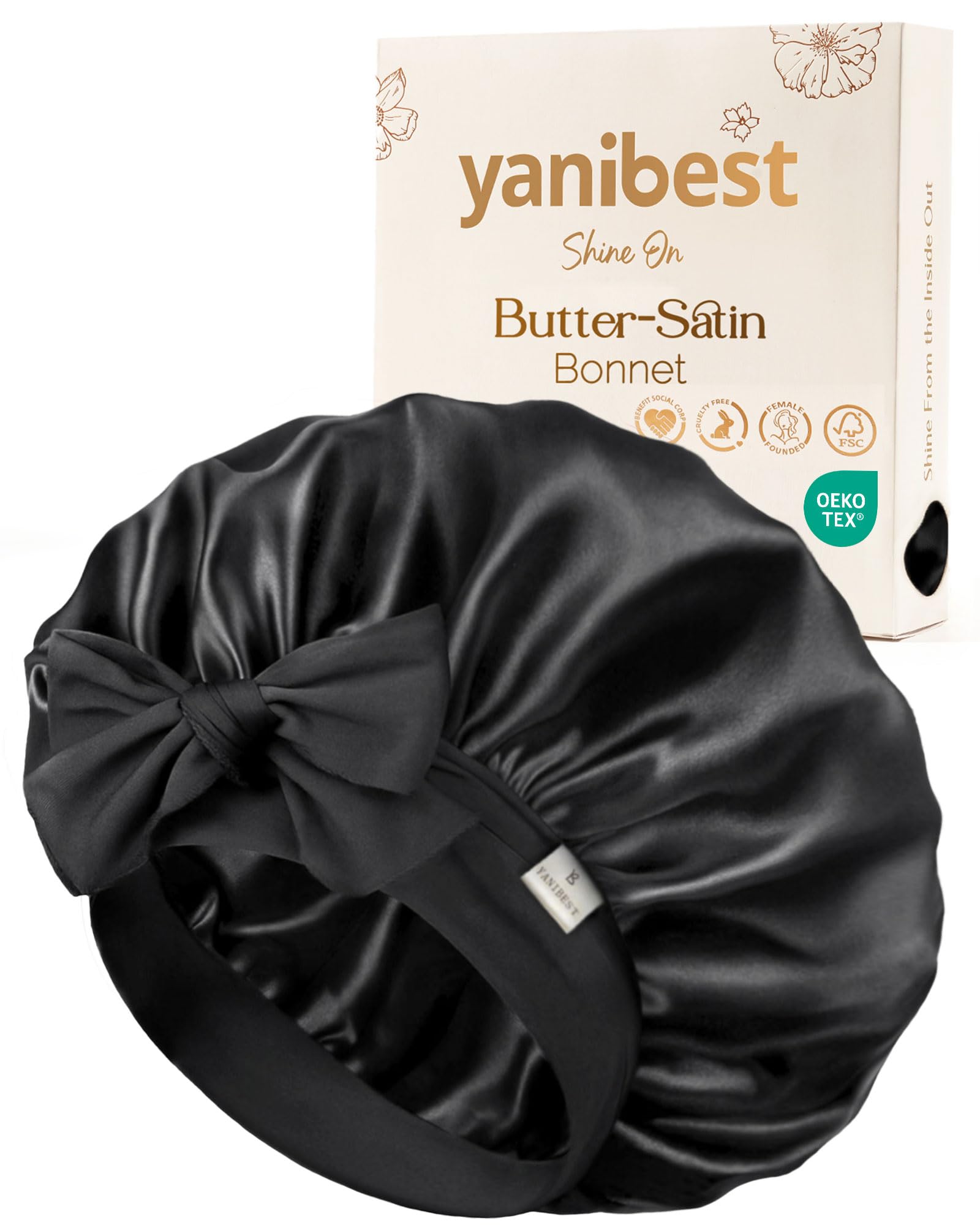 YANIBEST adjustable satin bonnet for sleep offers secure fit and gentle hair protection overnight