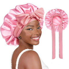 Yanibest adjustable satin bonnet worn overnight for gentle protection.