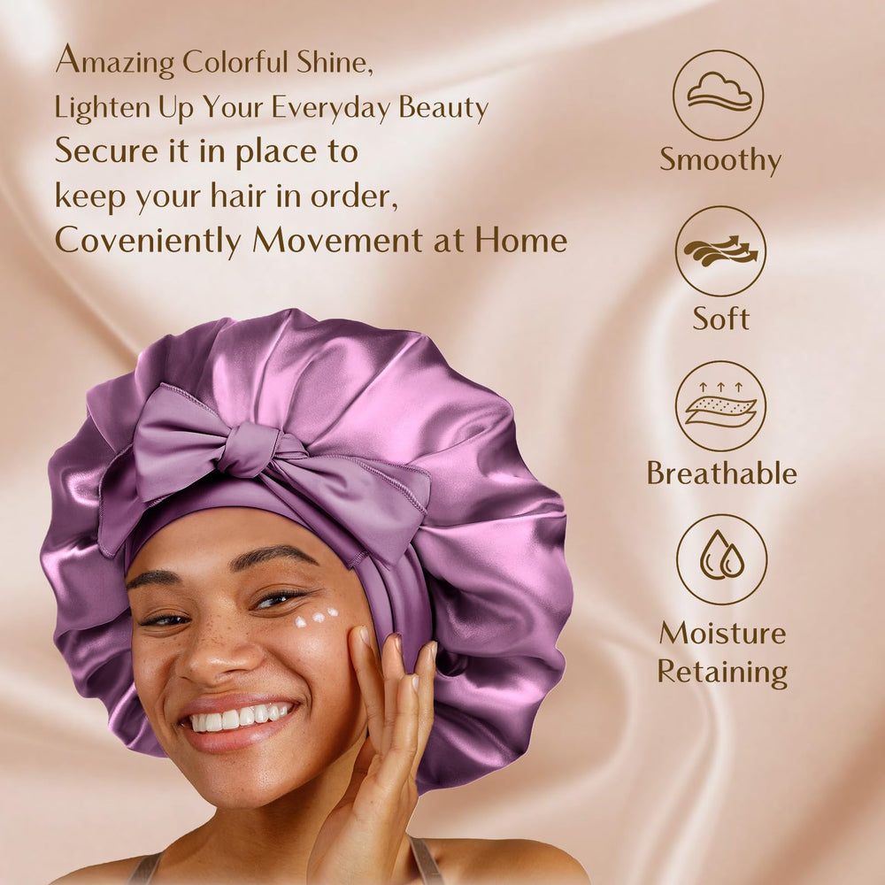 YANIBEST bonnet shows adjustable elastic band for secure all-night wear