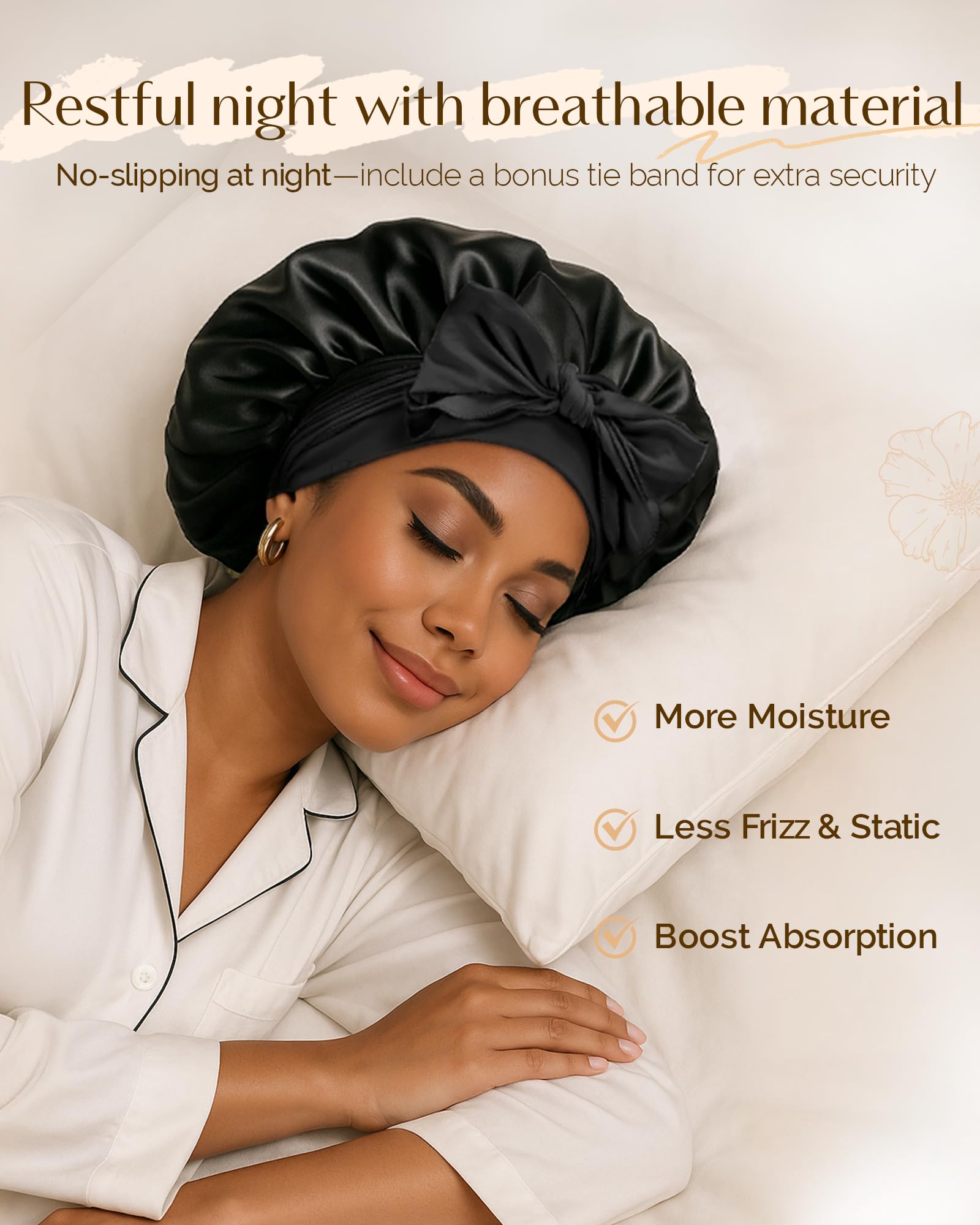 YANIBEST curly-hair satin bonnet protects textured hair without tight pressure