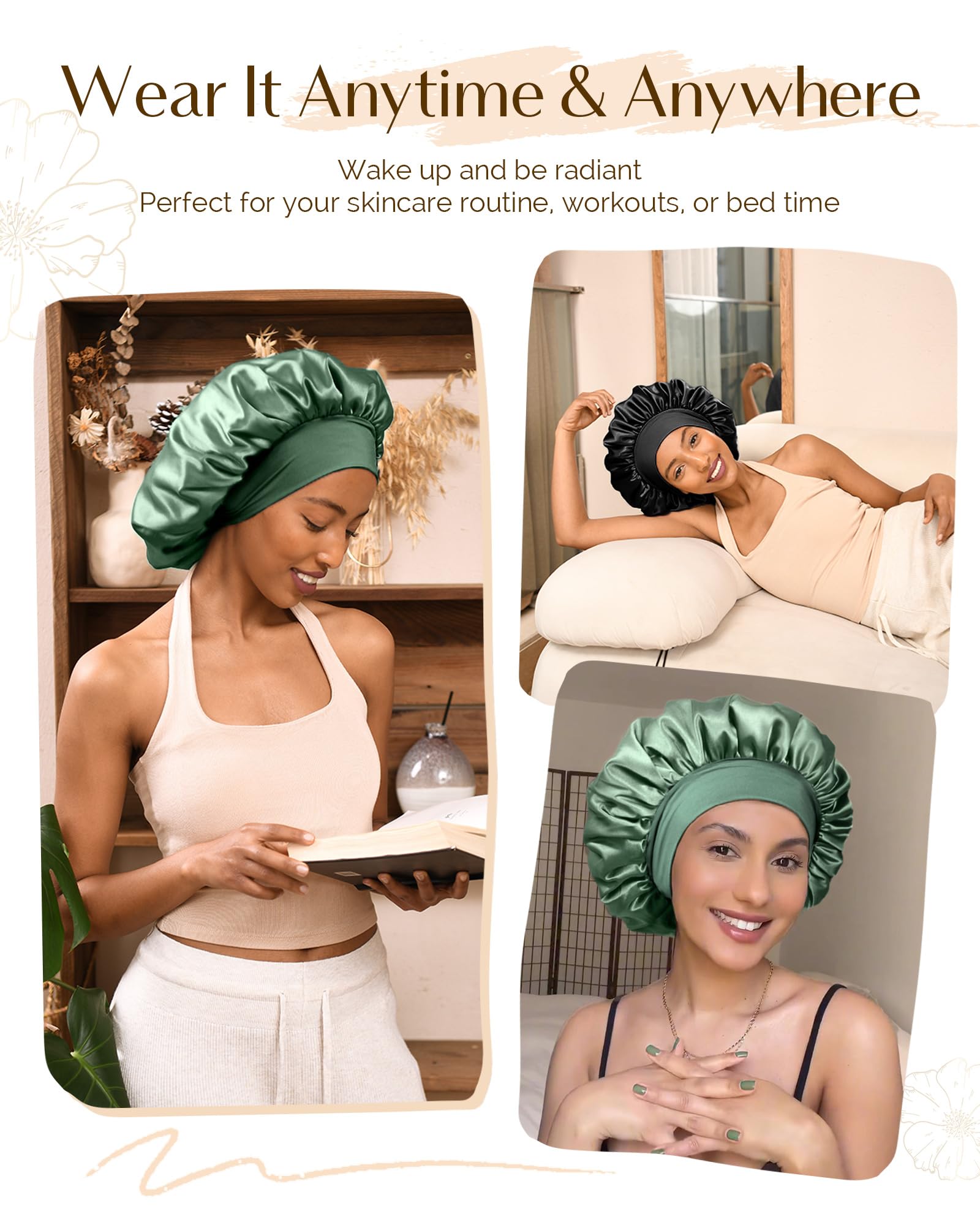 YANIBEST bonnet ideal for curly natural hair and long hairstyles.