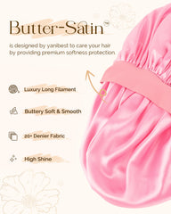 Yanibest double layer satin bonnet close up shows silky fabric for smooth skin.