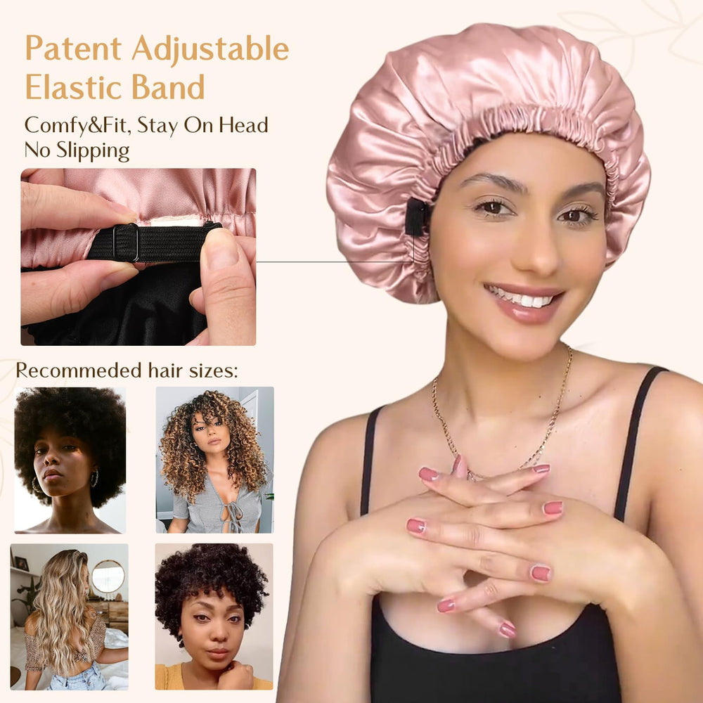 YANIBEST double-layer satin bonnet reversible design prevents color transfer to hair and pillow