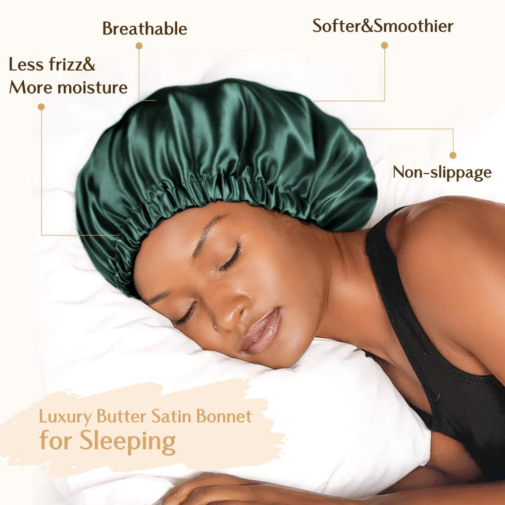 YANIBEST double-layer satin bonnet with reversible colors protects hair and sheets