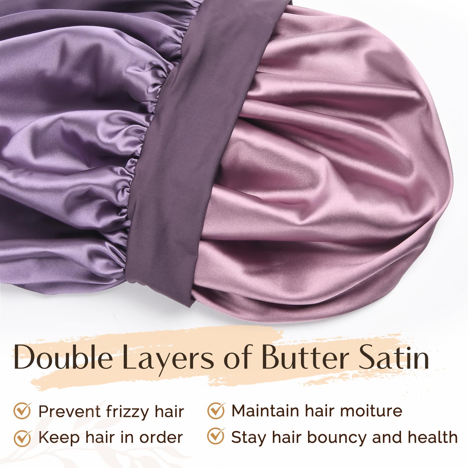YANIBEST double-layer satin bonnet offers luxurious feel and extra protection during sleep.