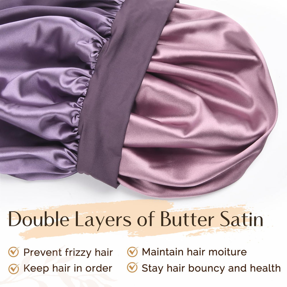 YANIBEST double-layer satin bonnet offers luxurious feel and extra protection during sleep.