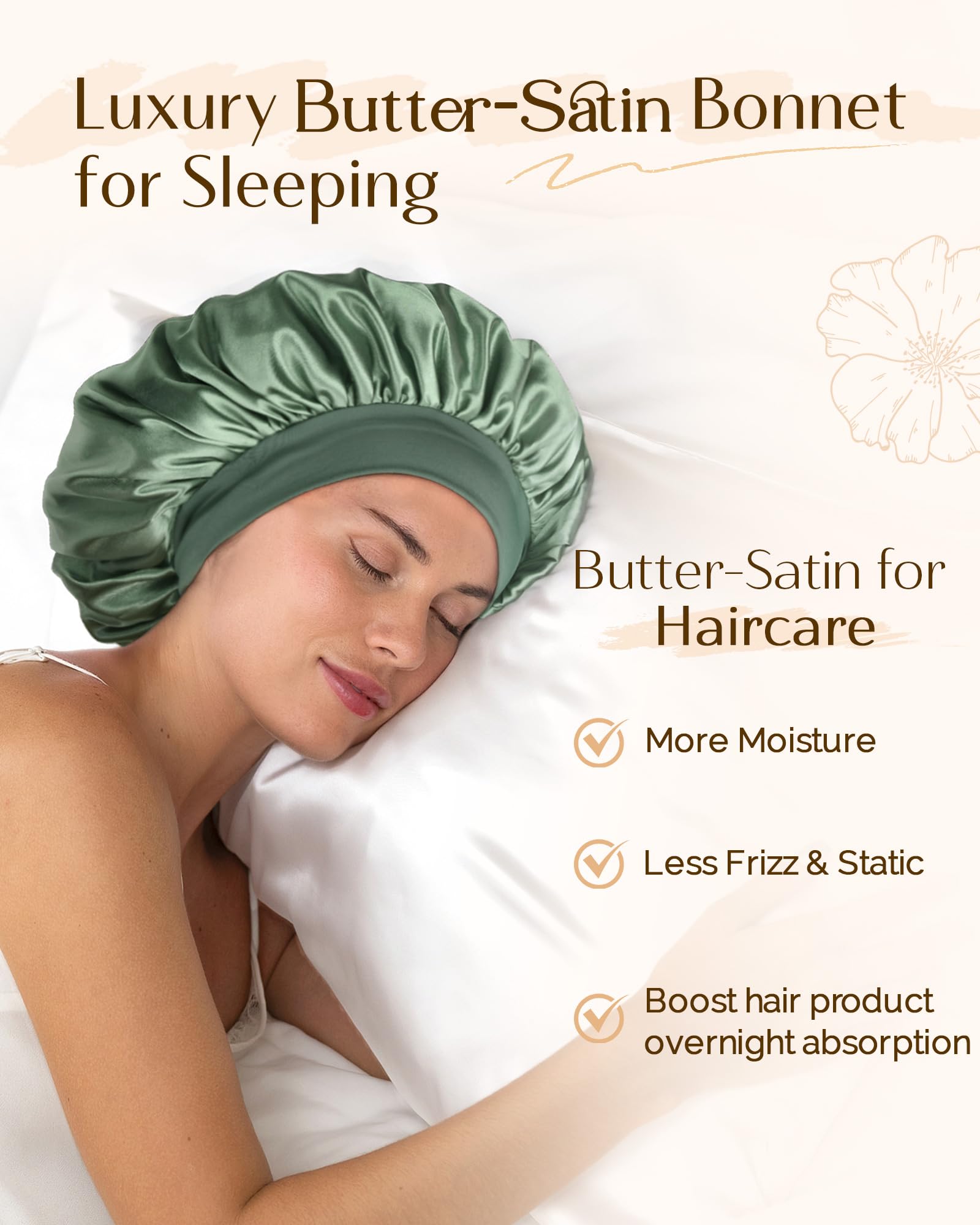 YANIBEST double-layer satin bonnet provides extra protection for fragile curly hair.