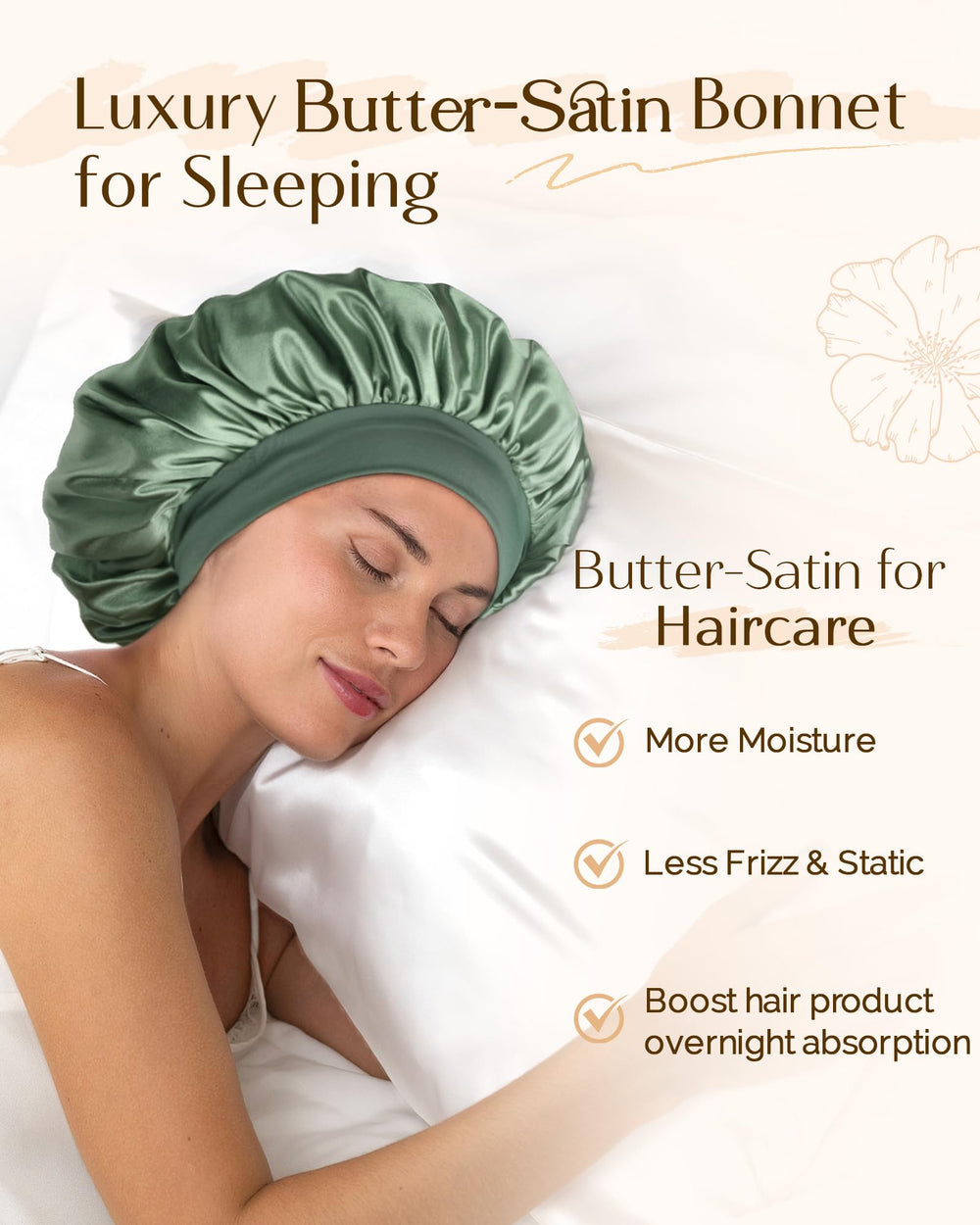 YANIBEST double-layer satin bonnet provides extra protection for fragile curly hair.
