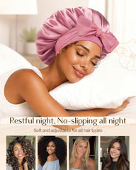 YANIBEST elastic tie band adjustable-fit bonnet demonstrates secure all-night wear