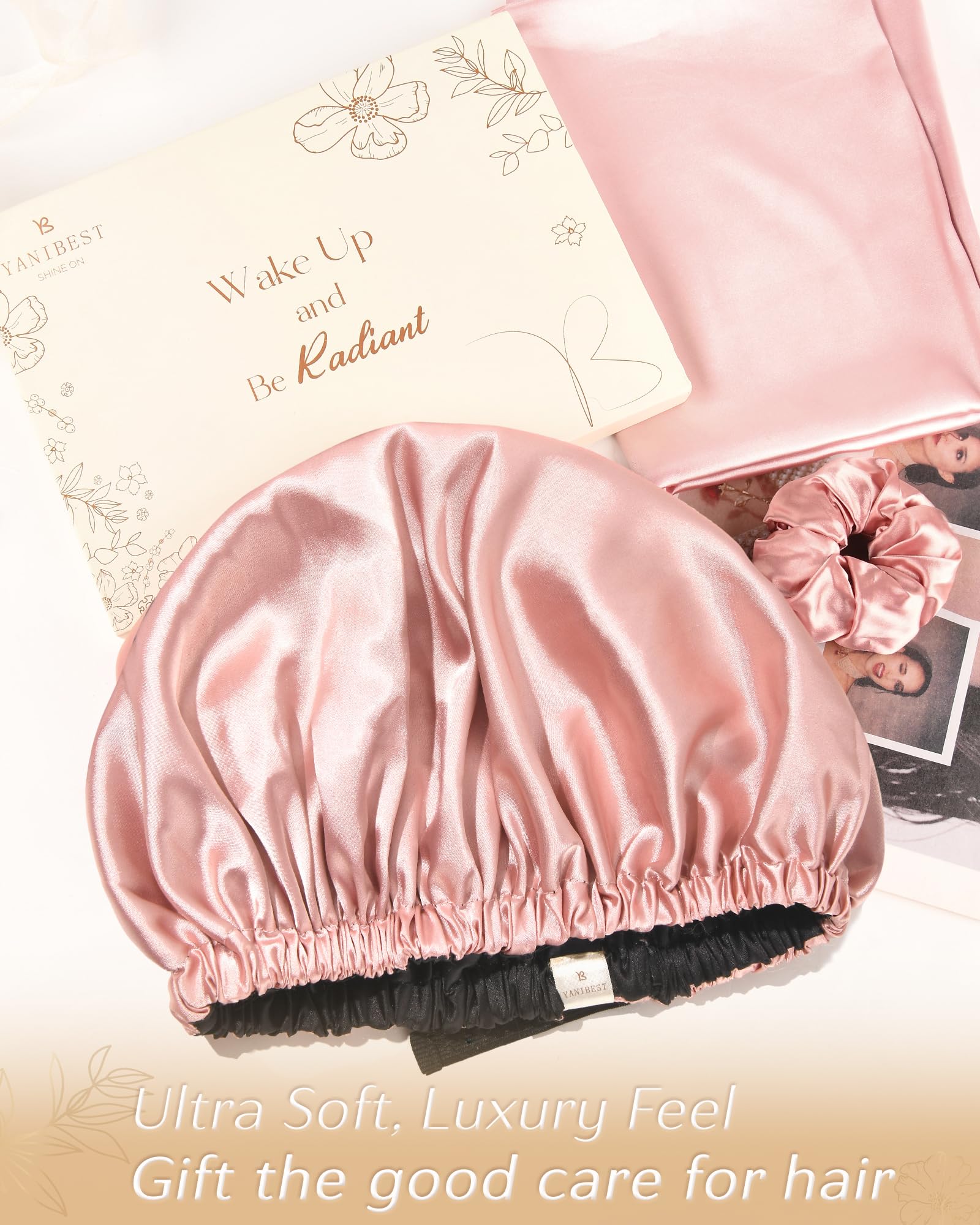 YANIBEST satin bonnet preserves moisture and reduces frizz during sleep.
