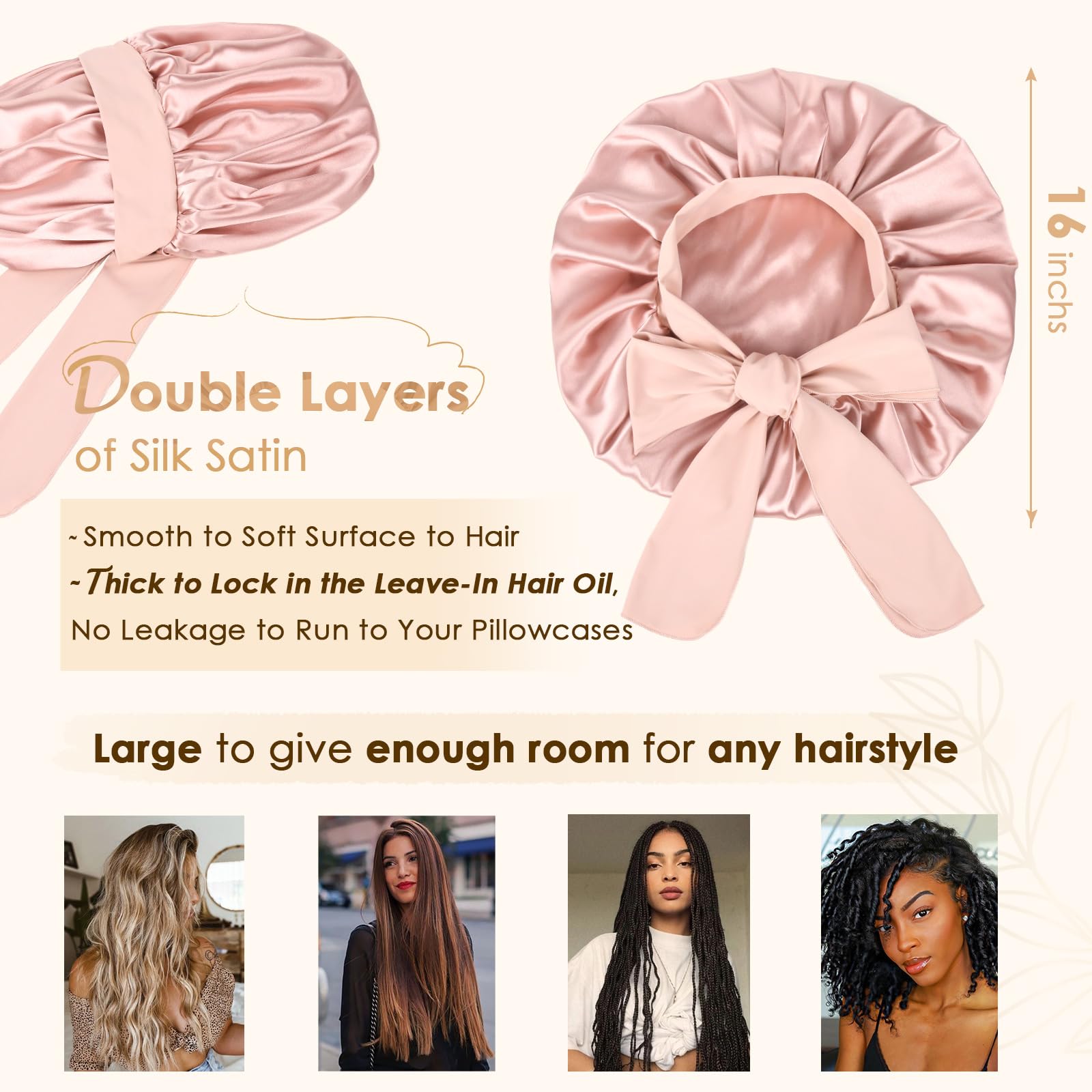 YANIBEST multi-occasion-use bonnet works with heatless curlers and wigs.