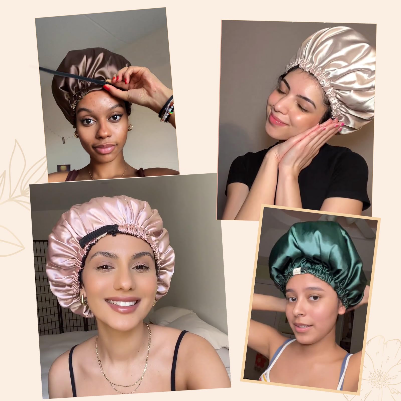 YANIBEST night routine bonnet—keeps hair away from face during skincare
