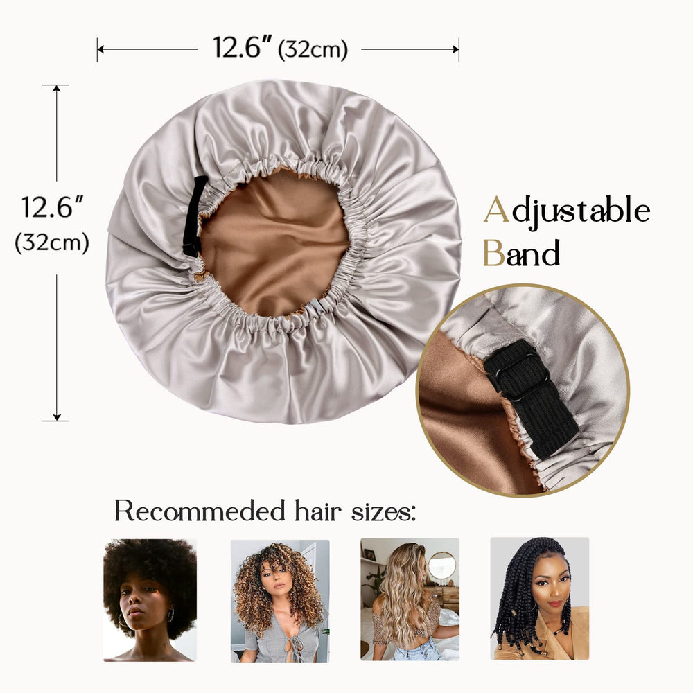 YANIBEST night-routine-use-bonnet keeps hair away from the face during skincare.