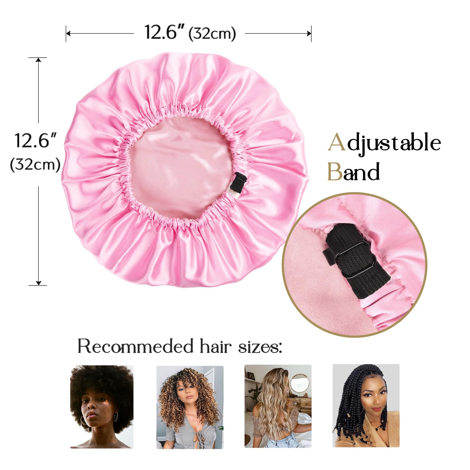 YANIBEST night-routine-use satin bonnet keeps hair away from face during masks or washing.