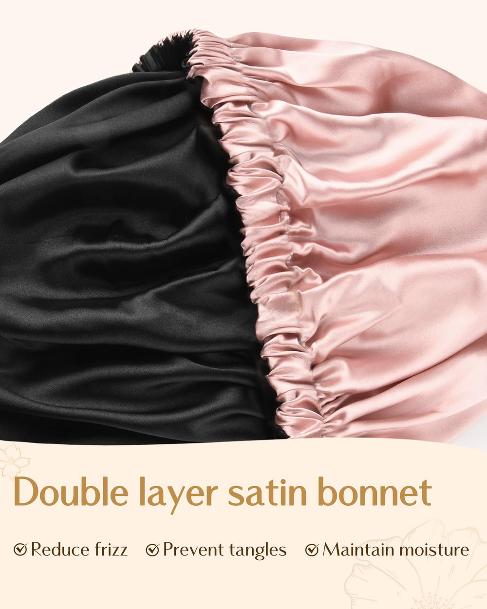 YANIBEST one-size satin bonnet suits natural, braided, curly, and textured hair types.